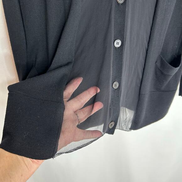 Vera Wang silk and wool cardigan black button up lightweight size small - Picture 3 of 5